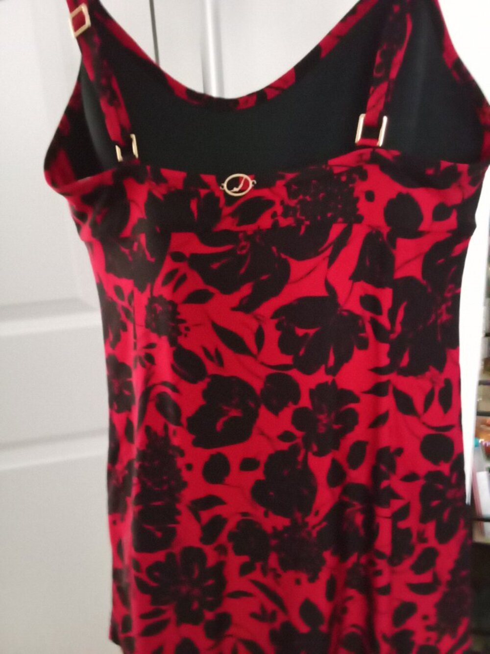 Jantzen Red and Black Floral Swimsuit size 8